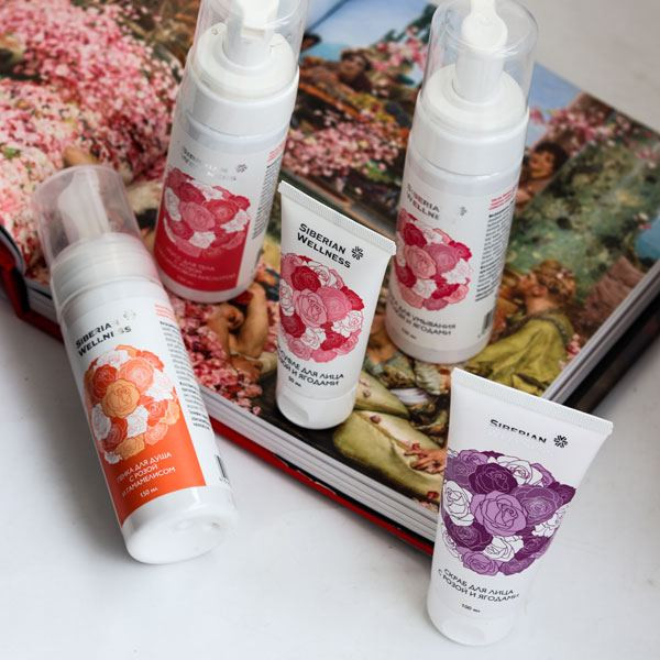 Siberian Wellness cosmetics with rose